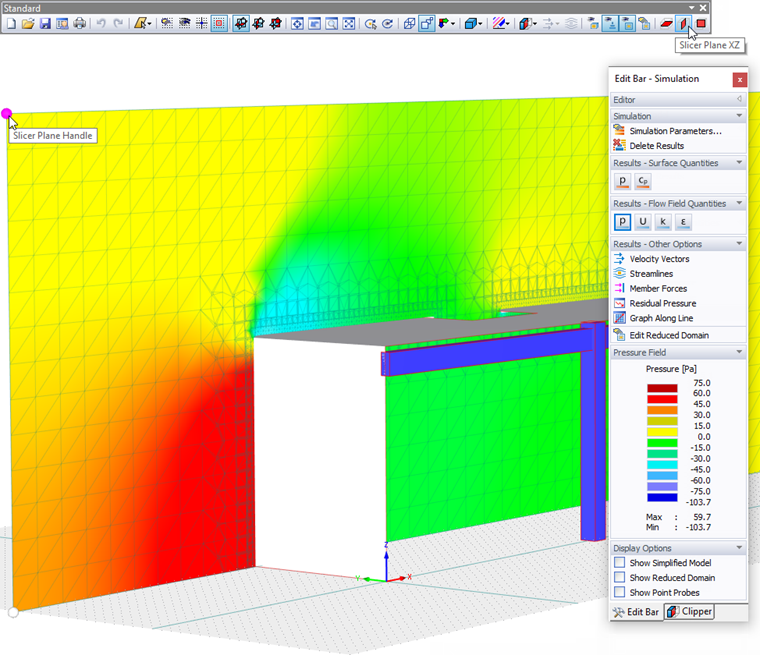 Slice Plane Showing Pressure Field Results